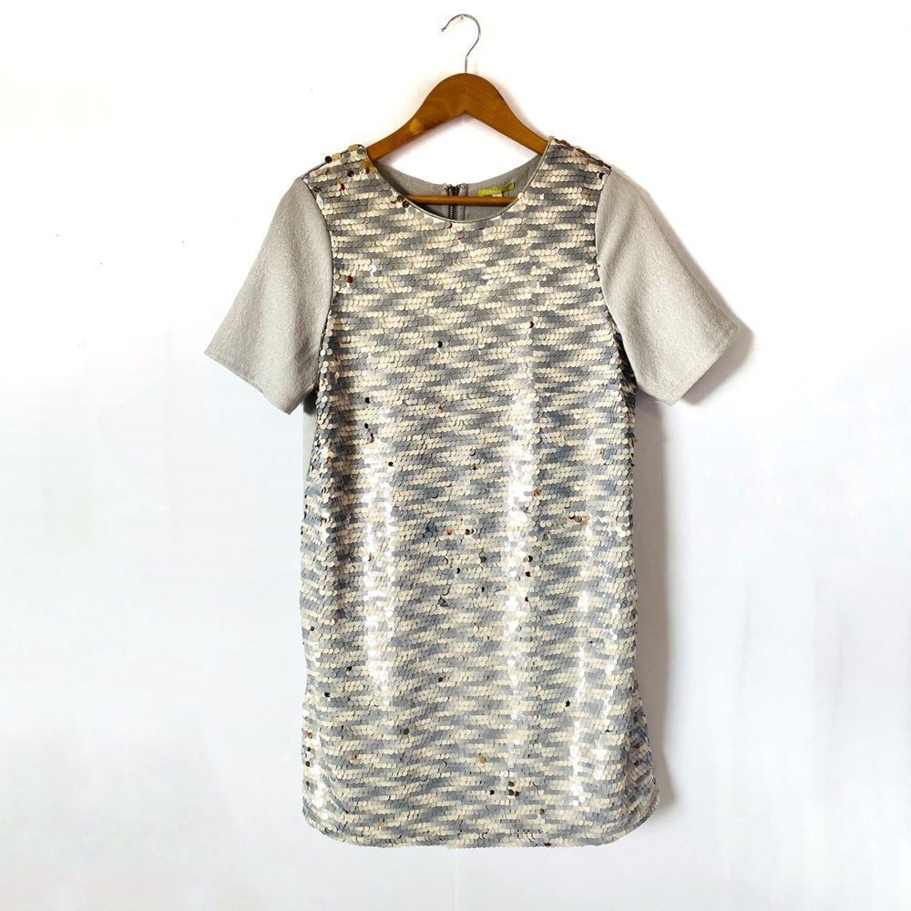 NEW GIANNI BINI Razzle Dazzle Metallic Sequins Cocktail Party Mini Shift Dress - Picture 8 of 8
